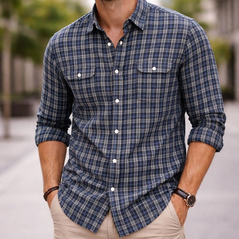 Ralph Lauren Blue Plaid Casual Shirt size Large